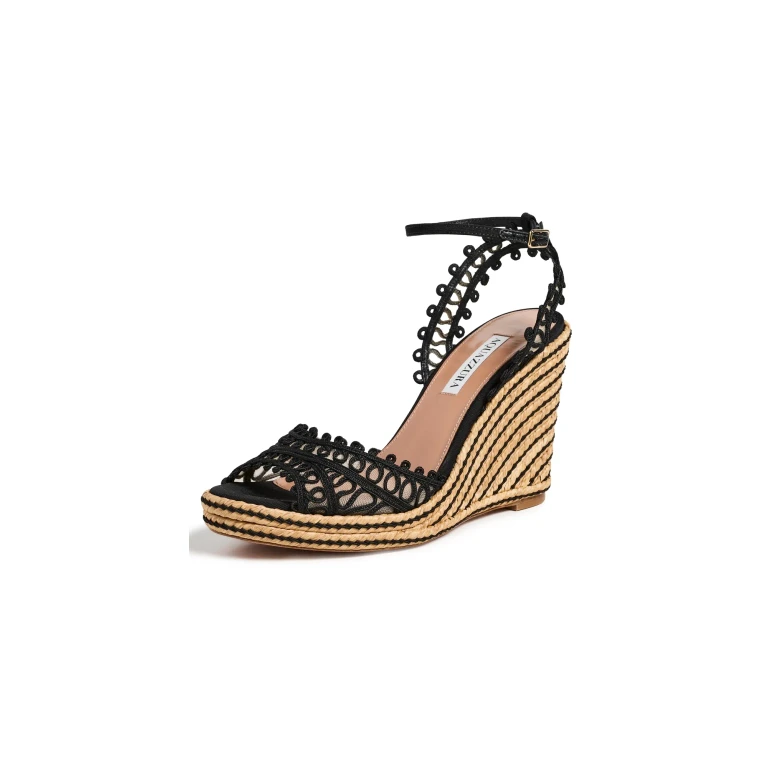 Aquazzura Kahlo Espadrille Wedges Black 37