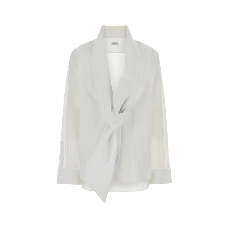 Saint Laurent White Poplin Blouse Blanc Exterior: Cotton Camicie - Women