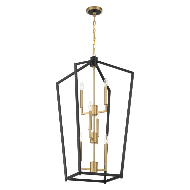 Matte Black And Signature Gold Six Light Pendant from the Colwick Collection