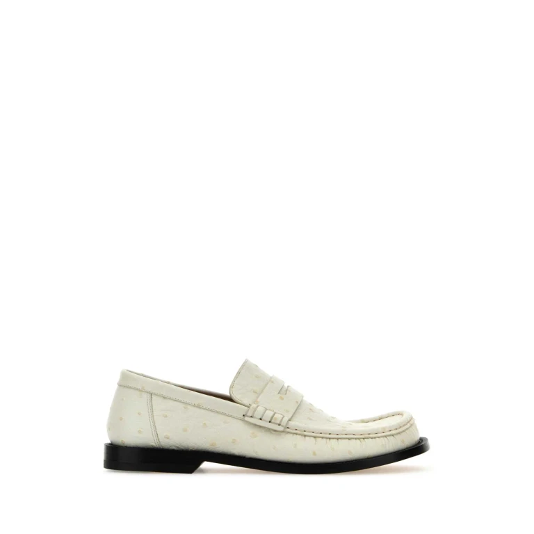 Loewe Ivory Leather Campo Loafers