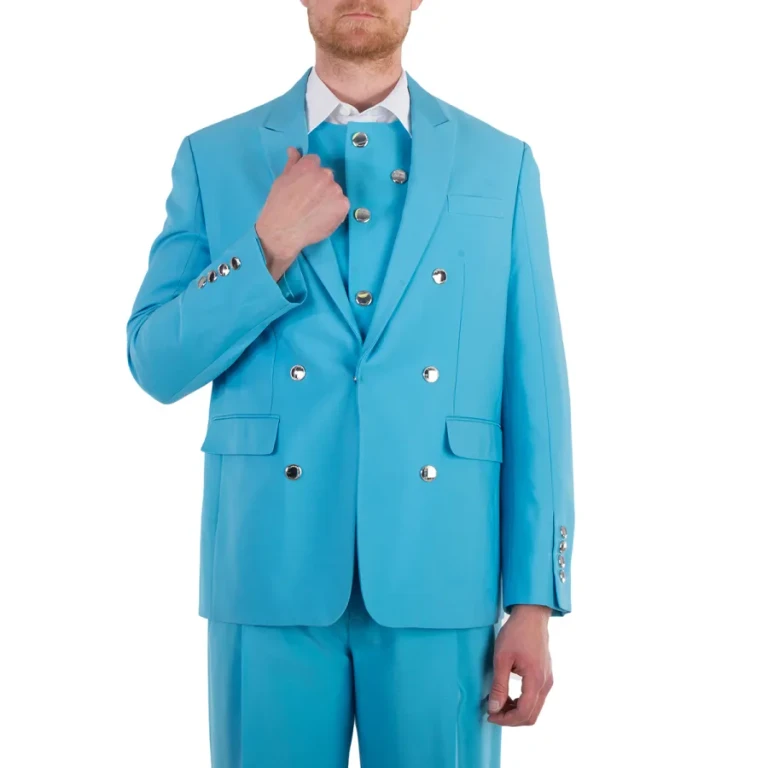 Burberry Mens Bright Opal Blue Wool Tailored Jacket