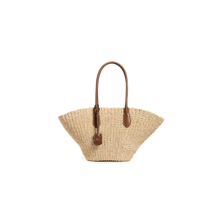 Polo Ralph Lauren Bellport Stripe Raffia Basket Tote Bag Multi Stripe One