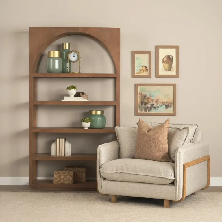 Bela Wood Arched Bookshelf