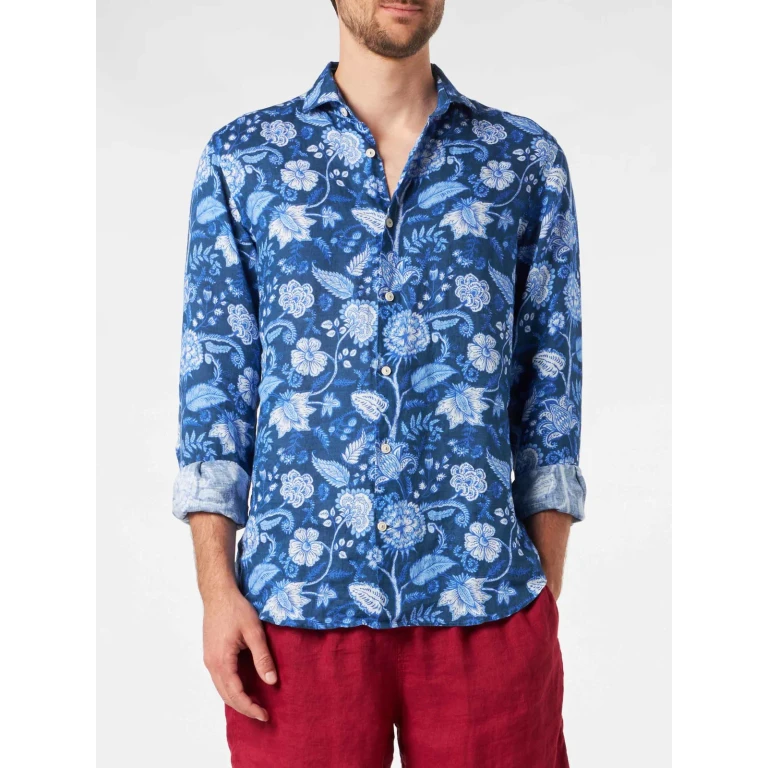 MC2 Saint Barth Pamplona Linen Shirt With Floral Print
