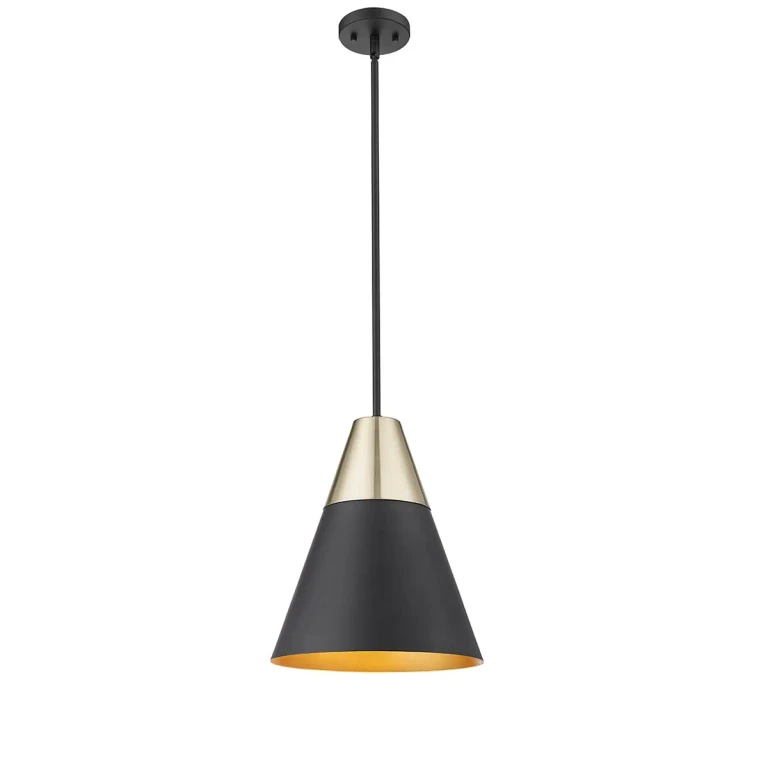 Matte Black Modern Gold One Light Pendant from the Annos Collection
