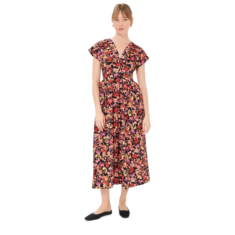 Kika Vargas Tsige Dress Navy Poppies 4