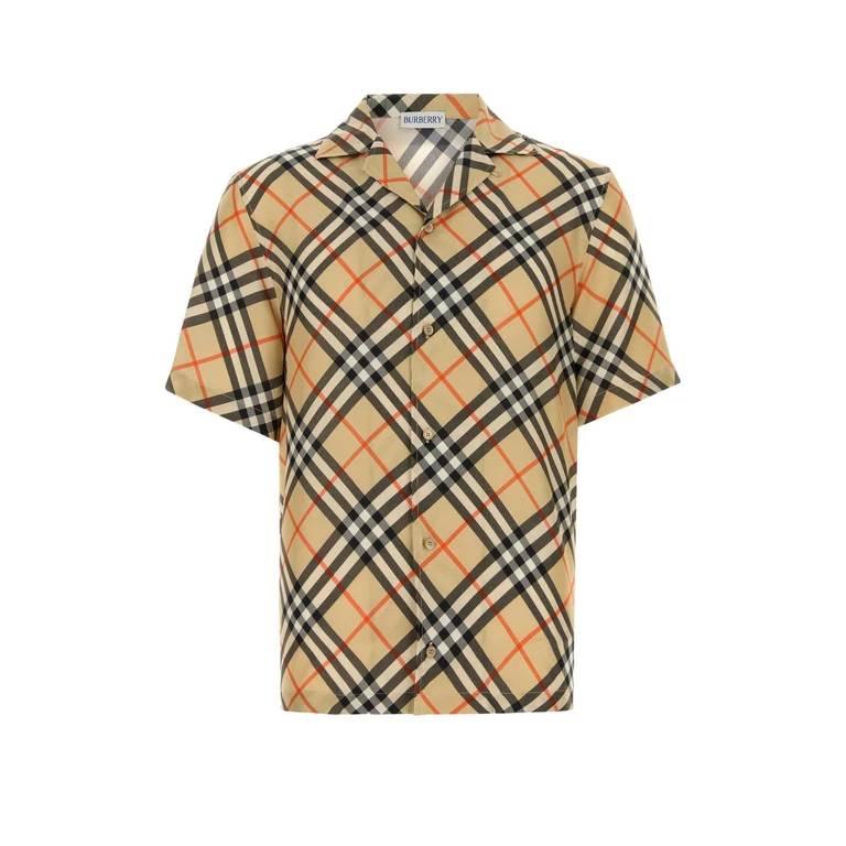 Burberry Printed Silk Shirt Sandipcheck Exterior: Camicie - Men