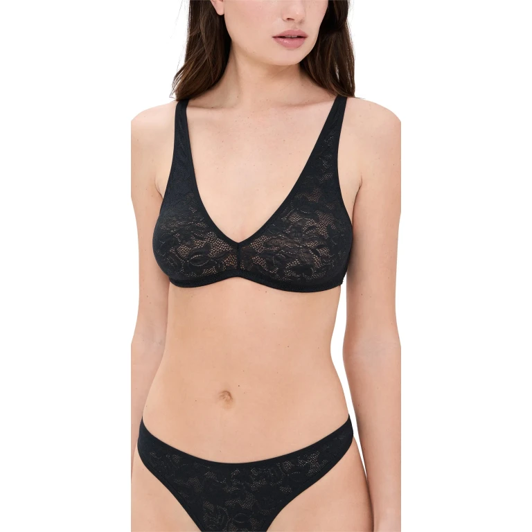 Eberjey Soft Stretch Lace Plunge Bralette Ivory S