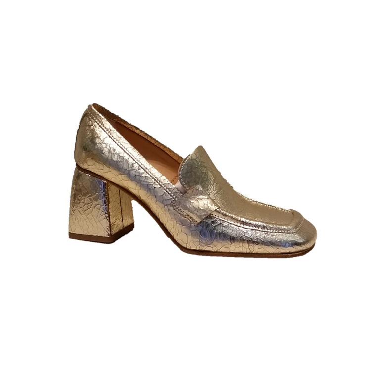 Just Juice Mocassino Crack Metallic Calf Leather Shoe - Women