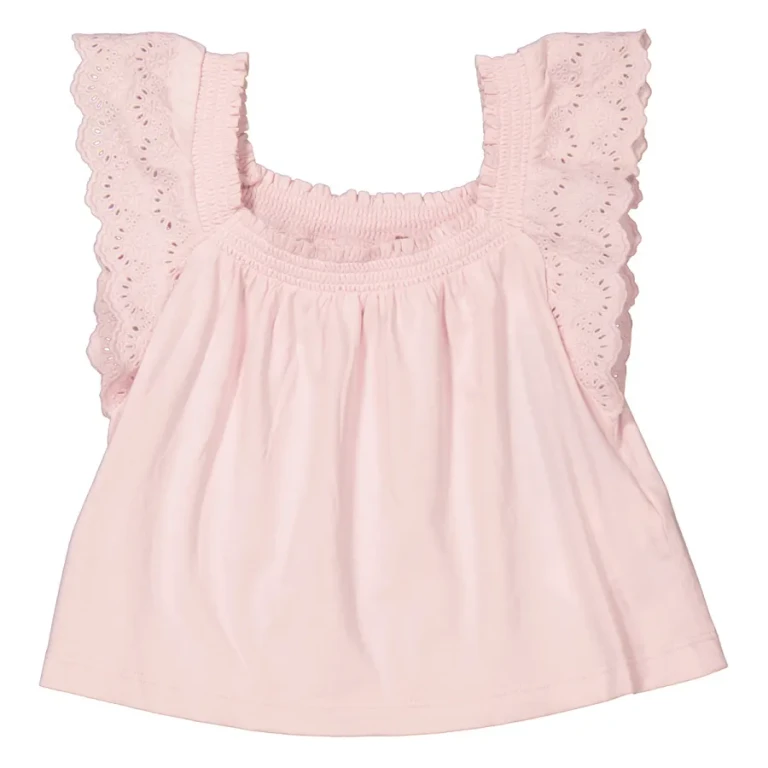 Polo Ralph Lauren Girls Hint Of Pink Eyelet-Embroidered Cotton Jersey Top