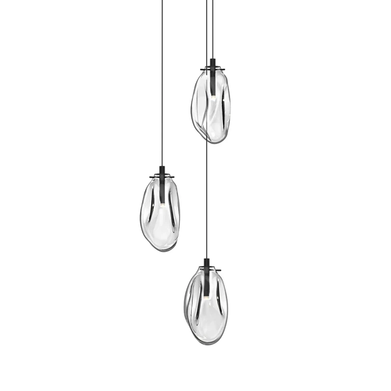 Satin Black LED Pendant from the Liquid Collection