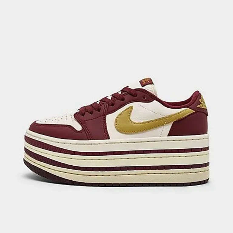 Jordan Women's Air 1 Low Triple Stack Casual Shoes in Team Red/Sanded Gold/Pale Ivory Size: 5.0