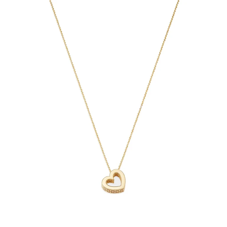 Open Heart Pendant Necklace in 14K Yellow Gold, 18