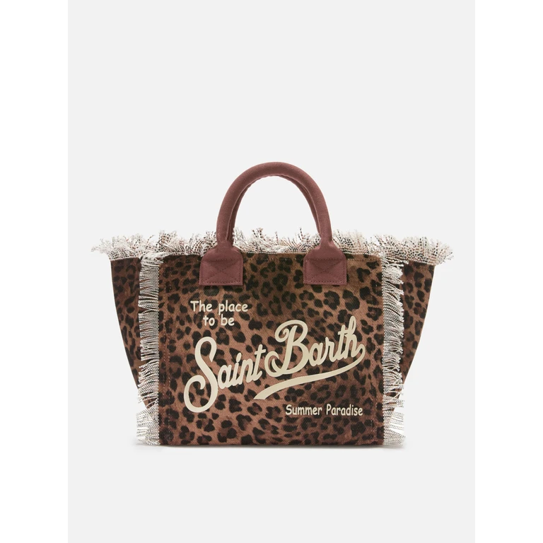 Mc2 Saint Barth Colette Canvas Bag With Leopard Pattern Brown - Unisex
