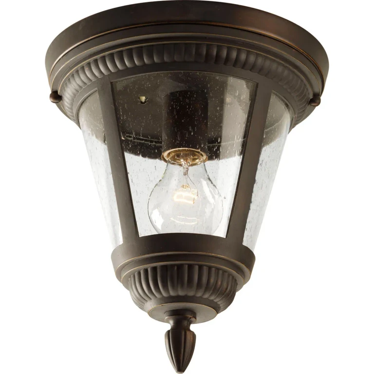 Antique Bronze One Light Close to Ceiling from the Westport Collection
