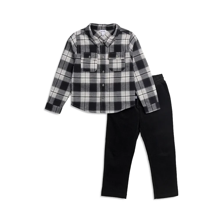 Splendid Boys' Flannel Plaid Shirt & Pants Set - Little Kid