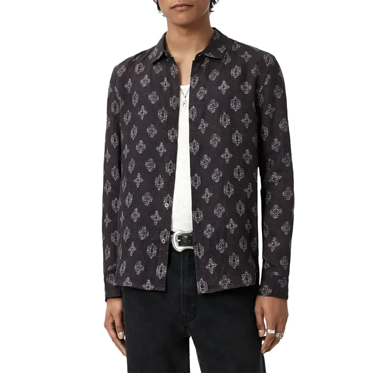 John Varvatos Ross Slim Fit Printed Button Front Shirt