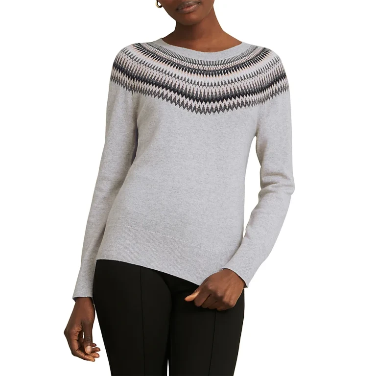 Hobbs London Greta Sparkle Fair Isle Crewneck Sweater