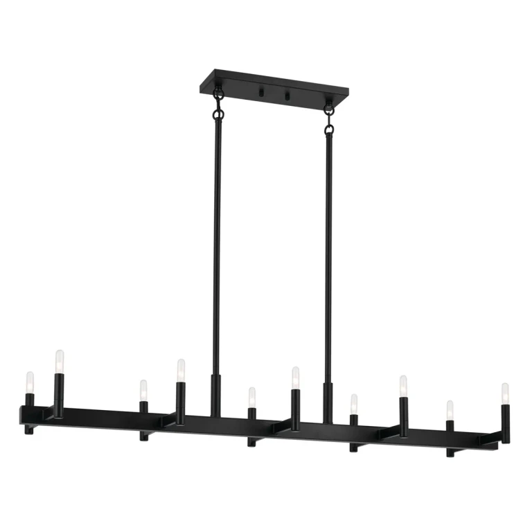 Black Ten Light Linear Chandelier from the Erzo Collection