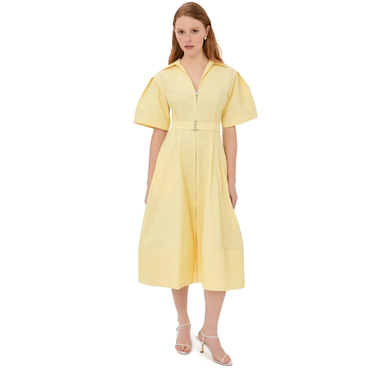 SIMKHAI Meridith Cotton Midi Dress Buttercream 0