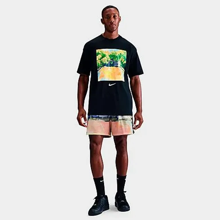 Men's Sportswear Hoop Art Graphic T-Shirt in Black Size: Small