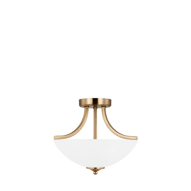 Satin Brass Two Light Semi-Flush Convertible Pendant from the Geary Collection