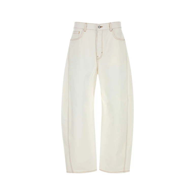 White Denim Wide-Leg Jeans Exterior: Cotton - Men