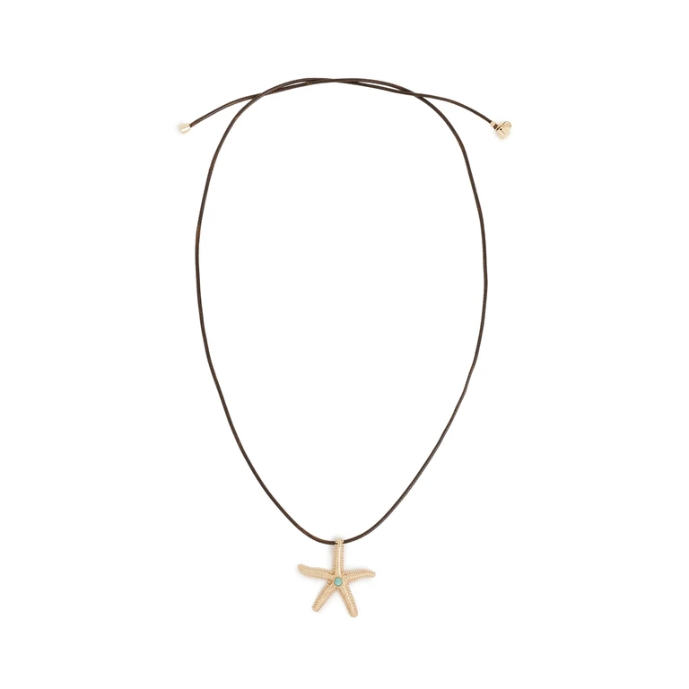 Ettika Starfish Leather Cord Necklace Cognac One Size
