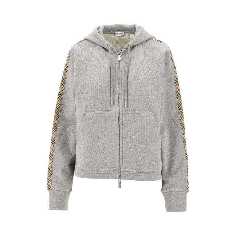 BURBERRY Full-zip hoodie with Check details Woman XS