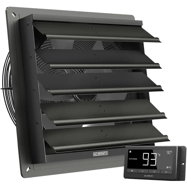 AC Infinity AIRLIFT 16-Inch Shutter Exhaust Fan - w/ Temperature & Humidity Controller
