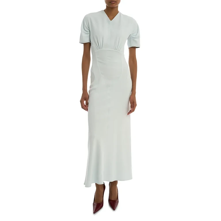 Victoria Beckham Short Sleeve Gathered Dress