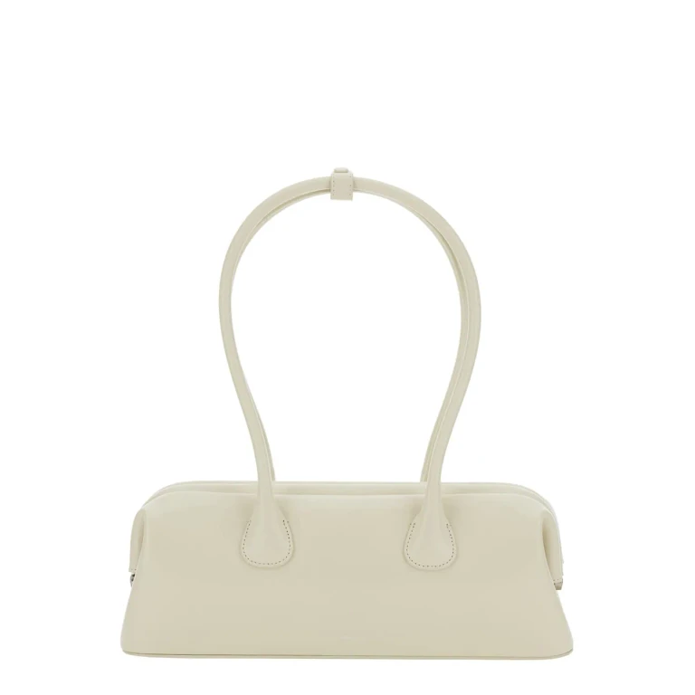OSOI Shoulder Bag boat With Round Handles And Lettering Logo On The Front In White Leather For Women
