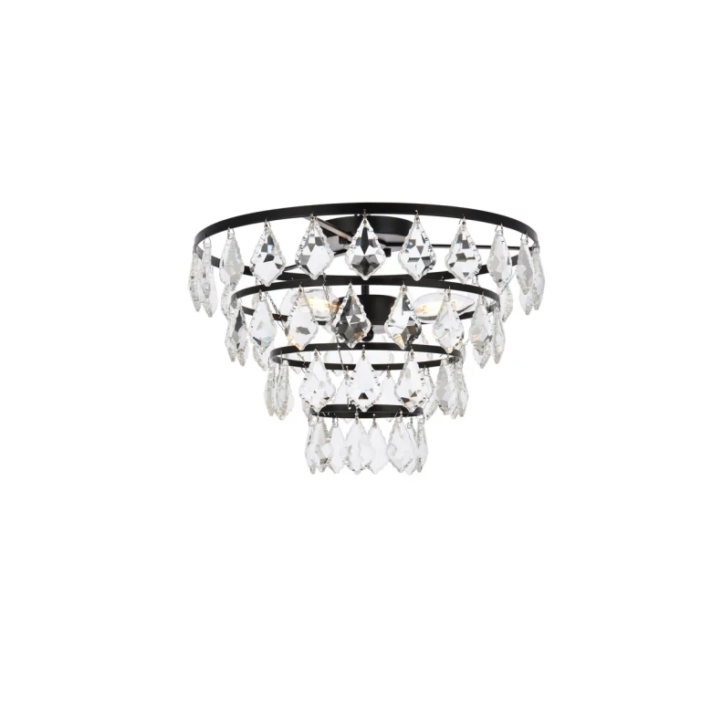 Black Three Light Flush Mount from the Ella Collection