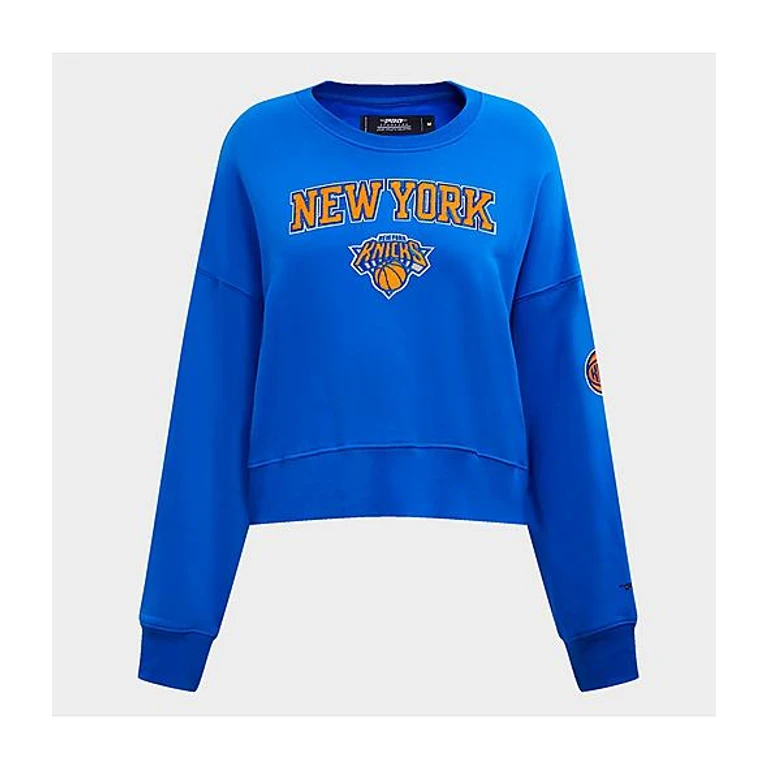 Pro Standard Women's New York Knicks NBA Classic Fleece Crewneck Sweatshirt in Royal Blue Size: XS
