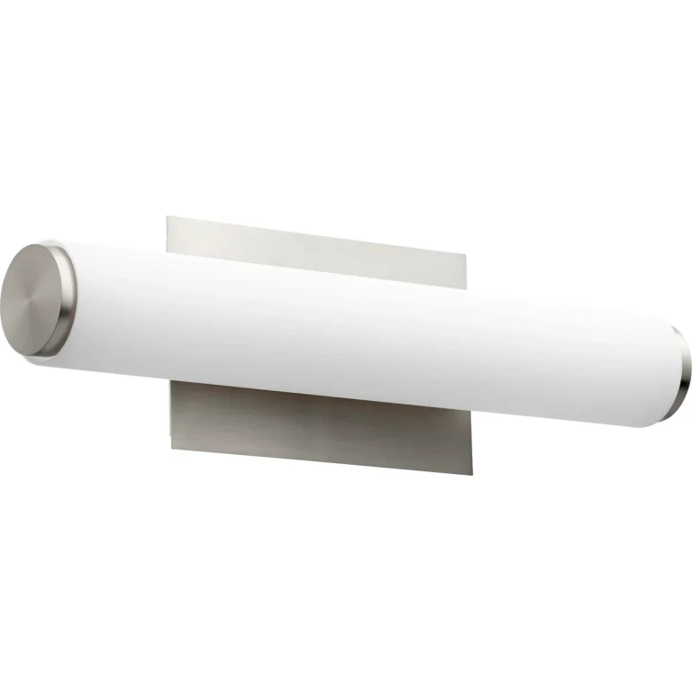 Quorum Transitional 5" Bathroom Vanity Light in Satin Nickel with Matte White Acrylic