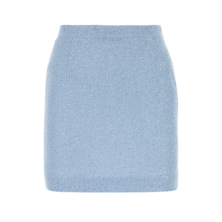 Alessandra Rich Light-blue Tweed Mini Skirt