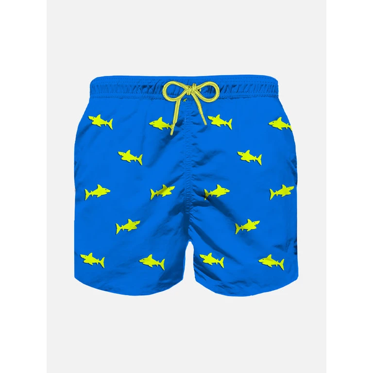 Mc2 Saint Barth Boy Swim Shorts With Embroidery Blue Swimshort