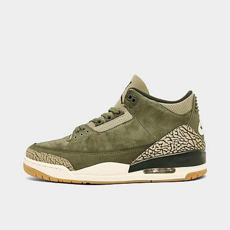 Men's Air Retro 3 Basketball Shoes in Medium Olive/Sequoia/Neutral Olive Size: 7.0