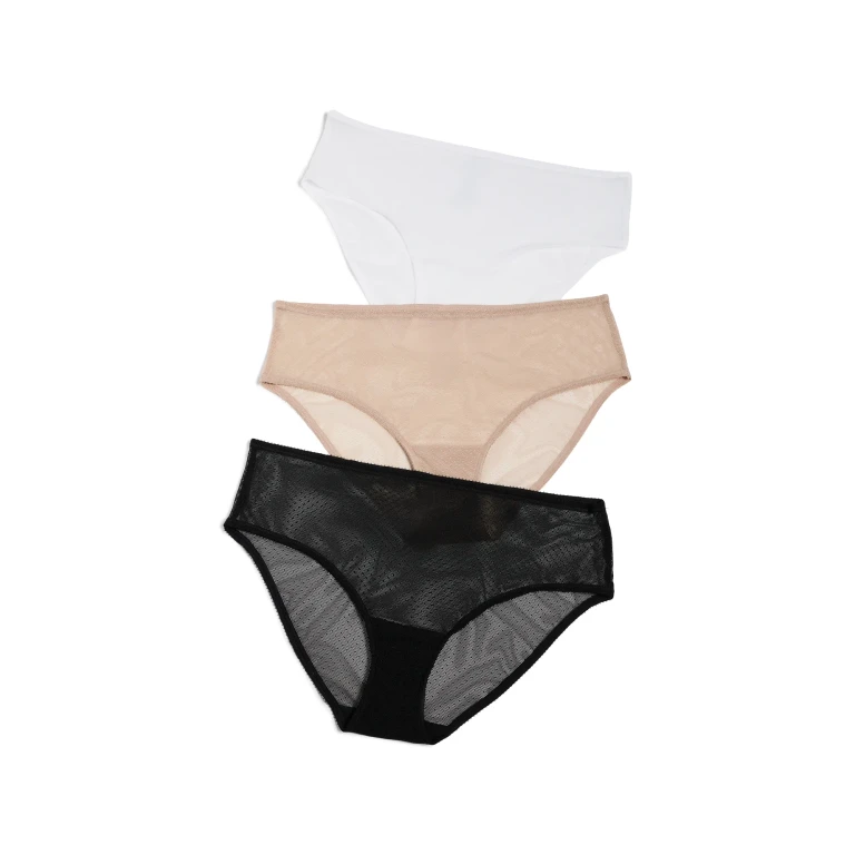 Skarlett Blue Jolie Lacy Hipster Panties 3 Pack Black/White/Nylon XL