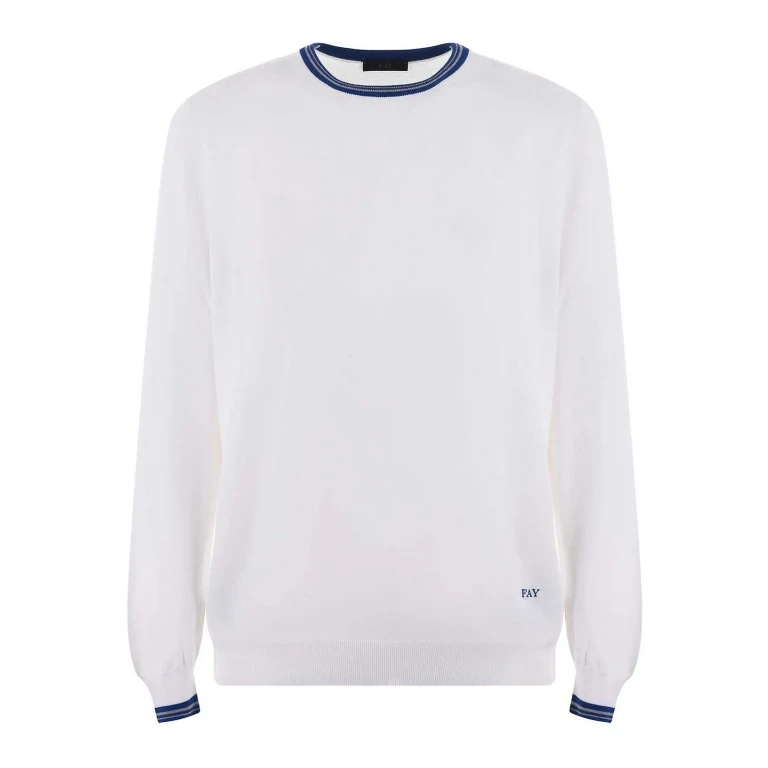 Fay Pull Col Rond - Blanc
