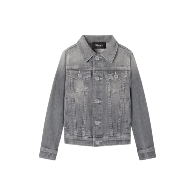 Young Versace Kids Pointed Collar Denim Jacket