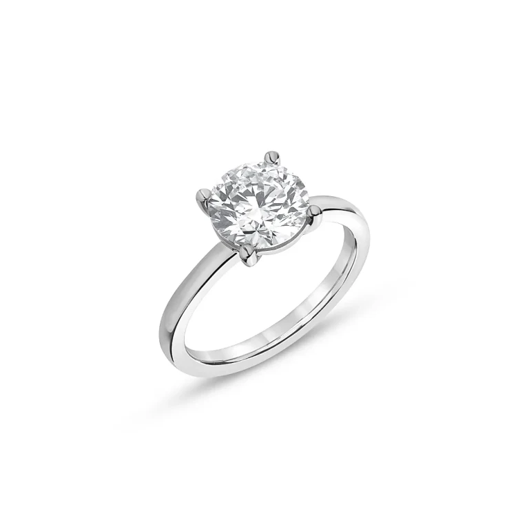 Certified Lab Grown Round Diamond Engagement Ring in 18K White Gold, 6.0 tcw