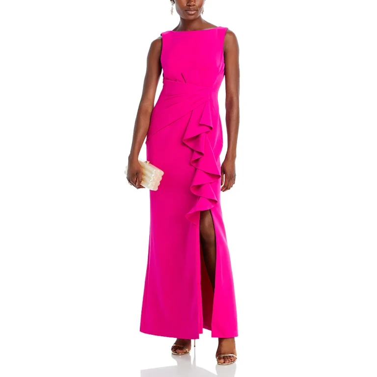 Eliza J Sleeveless Cascading-Ruffle Gown
