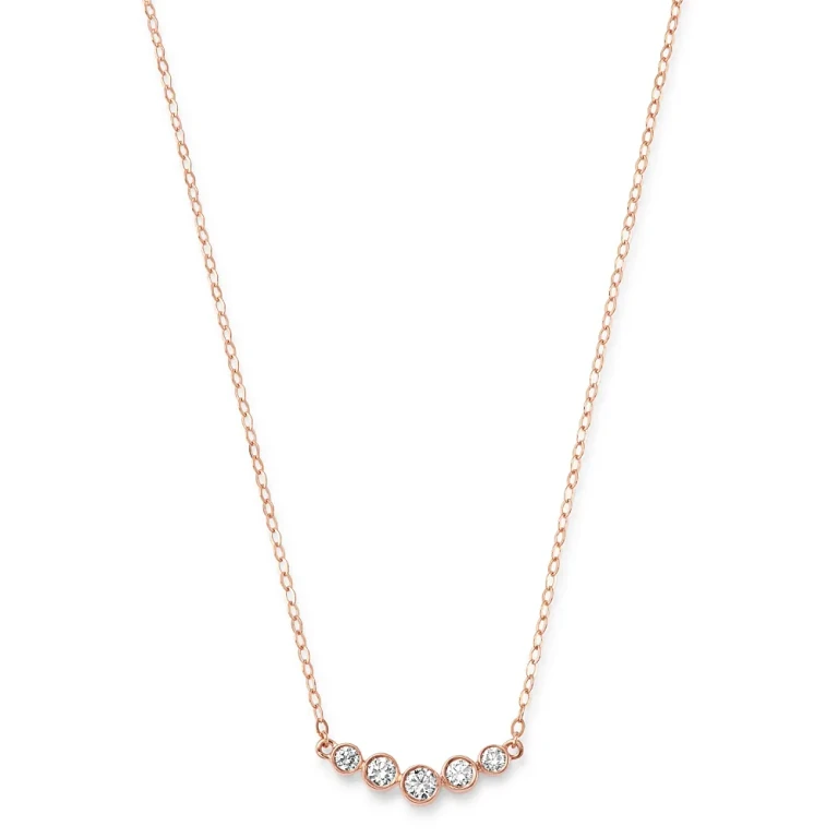 Diamond Bar Station Necklace in 14K Rose Gold, 0.25 tcw