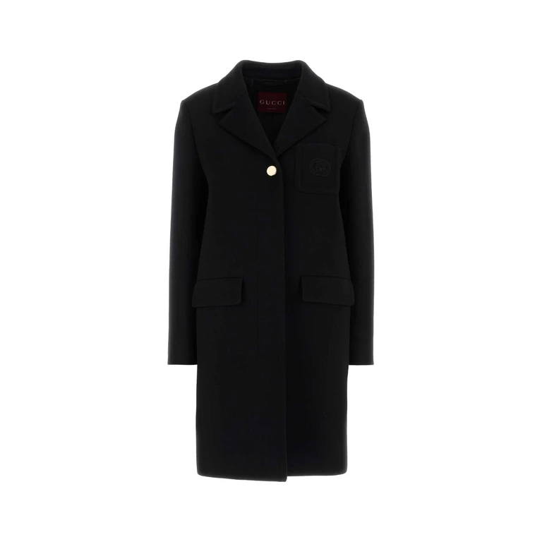 Gucci Black Wool Coat Blackblackblack Cappotti - Women