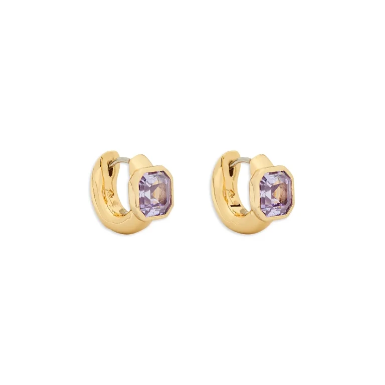 kate spade new york Keep Sparkling Asscher Cut Stone Huggie Hoop Earrings