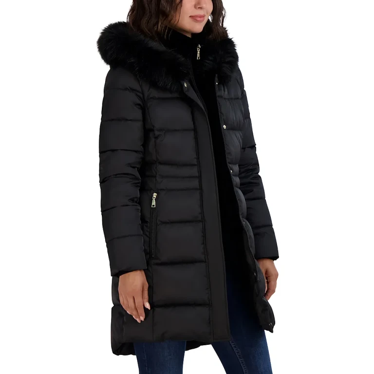 Tahari Dana Hooded Faux Fur Trim Puffer Coat