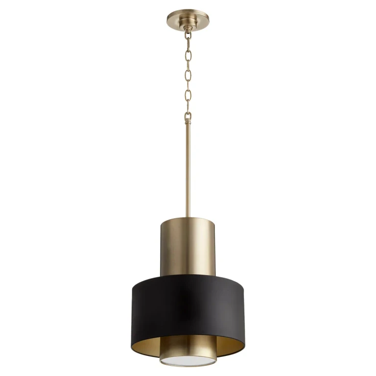 Textured Black One Light Pendant from the Cylinder Drum Pendants Collection