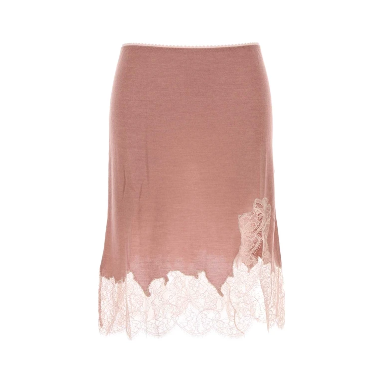 Fendi Pink Cashmere Blend Skirt Blush-25 Exterior: Silk Gonne - Women