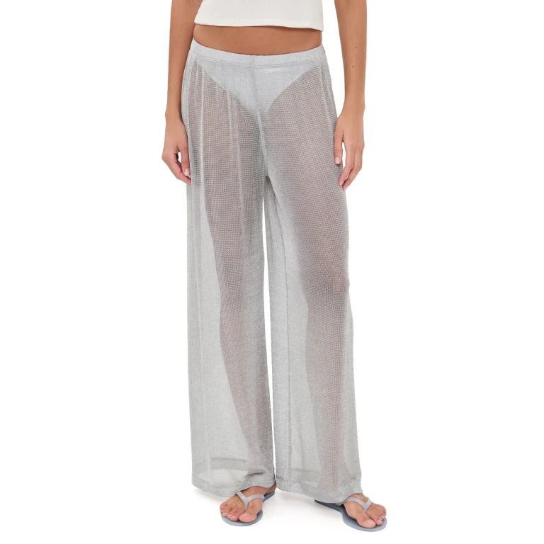 Pantalones metálicos STAUD Ali Plata XL
